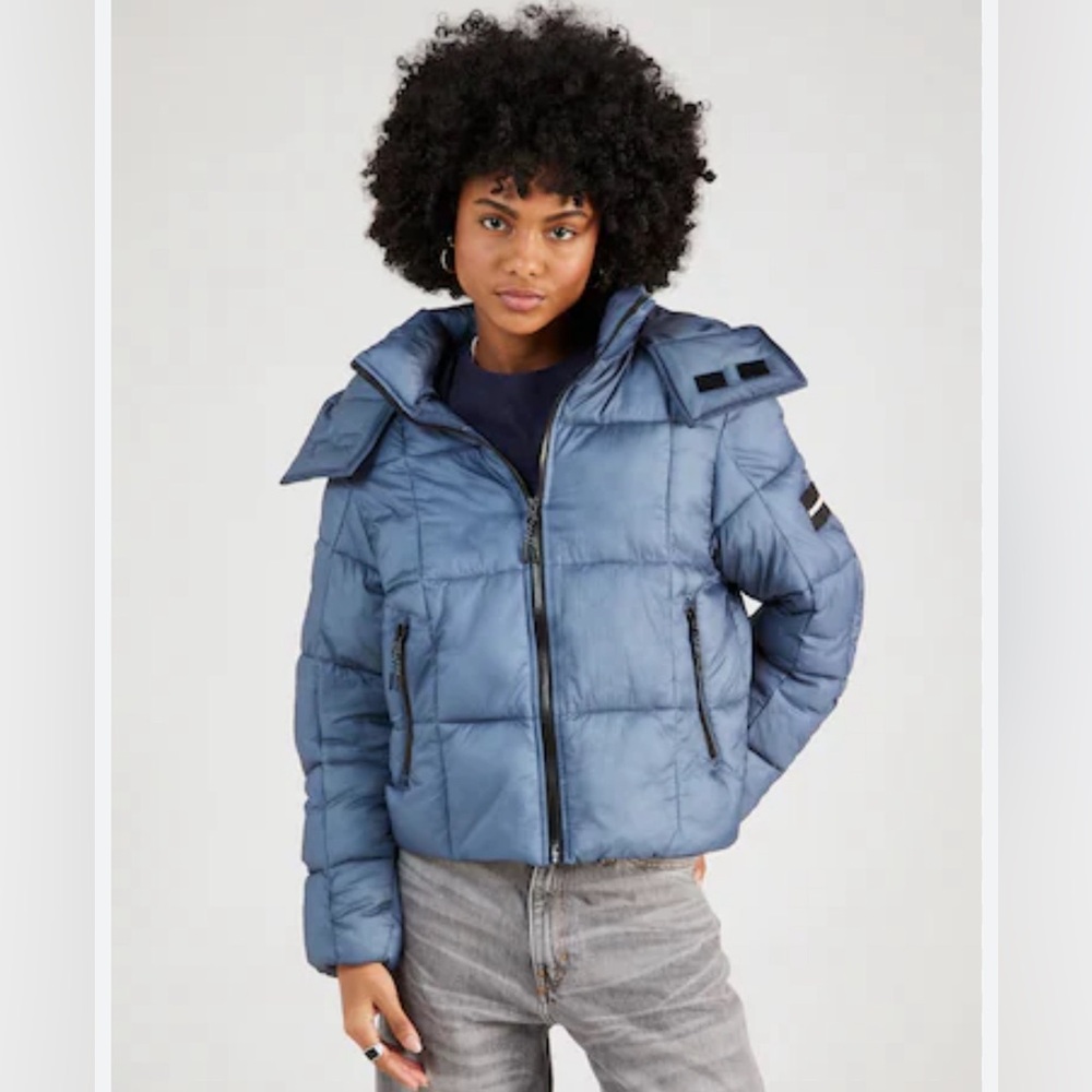 NWT Urban  Outfitters iets frans Blue Windproof puffer coat. Size small